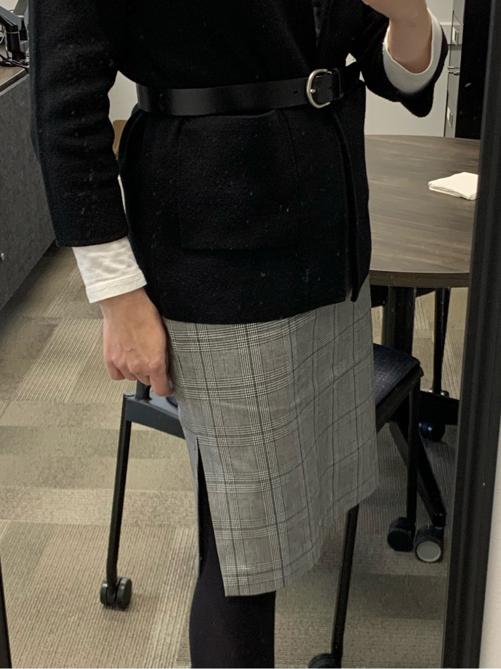 Banana Republic Gray Plaid Pencil Skirt